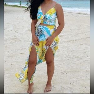 Tropical Leaf Print Skirt